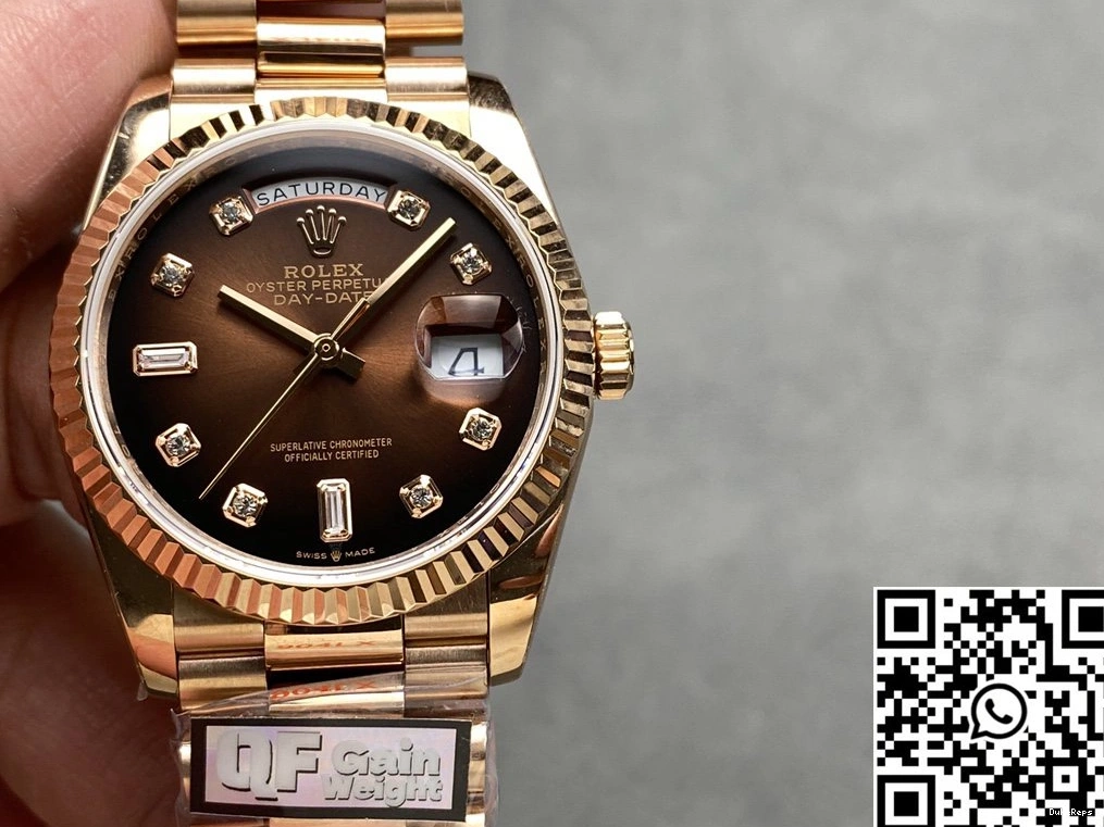 Rolex Tungsten QF Day Date Factory 36mm Chocalate M128235-0037 v5 Dial Steel 0102